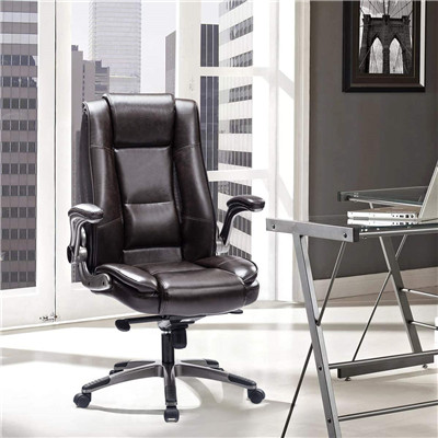 Swivel revolving office boss leather chair with castor wheels (1)